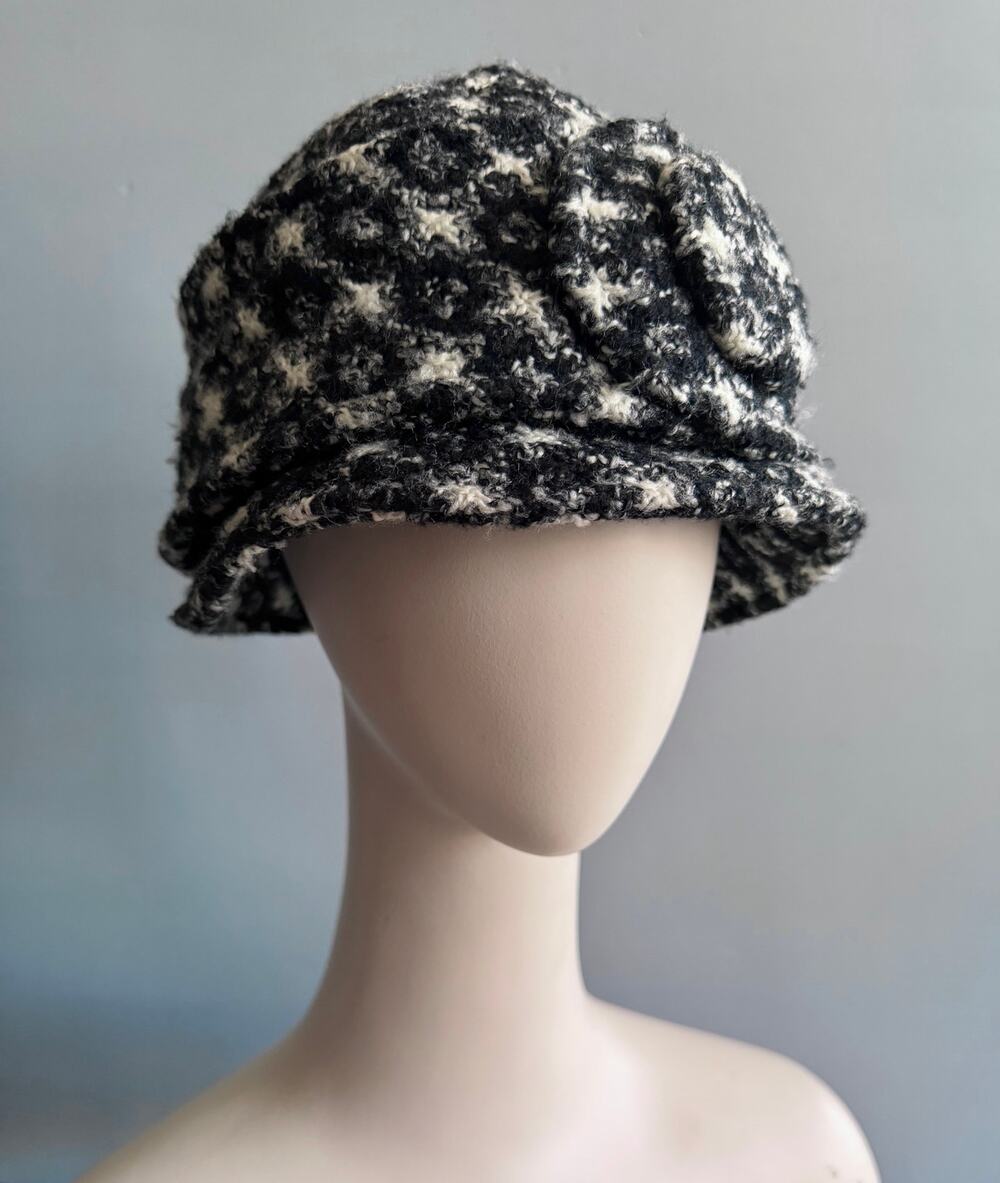 AUGUST Black/White Wool Bowler Hat sz OS